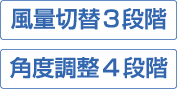 風量切替3段階・角度調整4段階